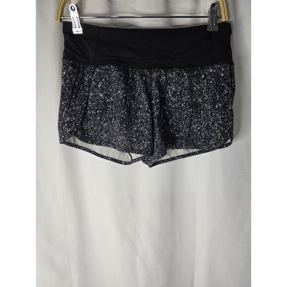 LULULEMON Run Times Short 4” WOMENS SZ 4 Mini Splatter White Black MEDIUM RISE - Picture 1 of 9